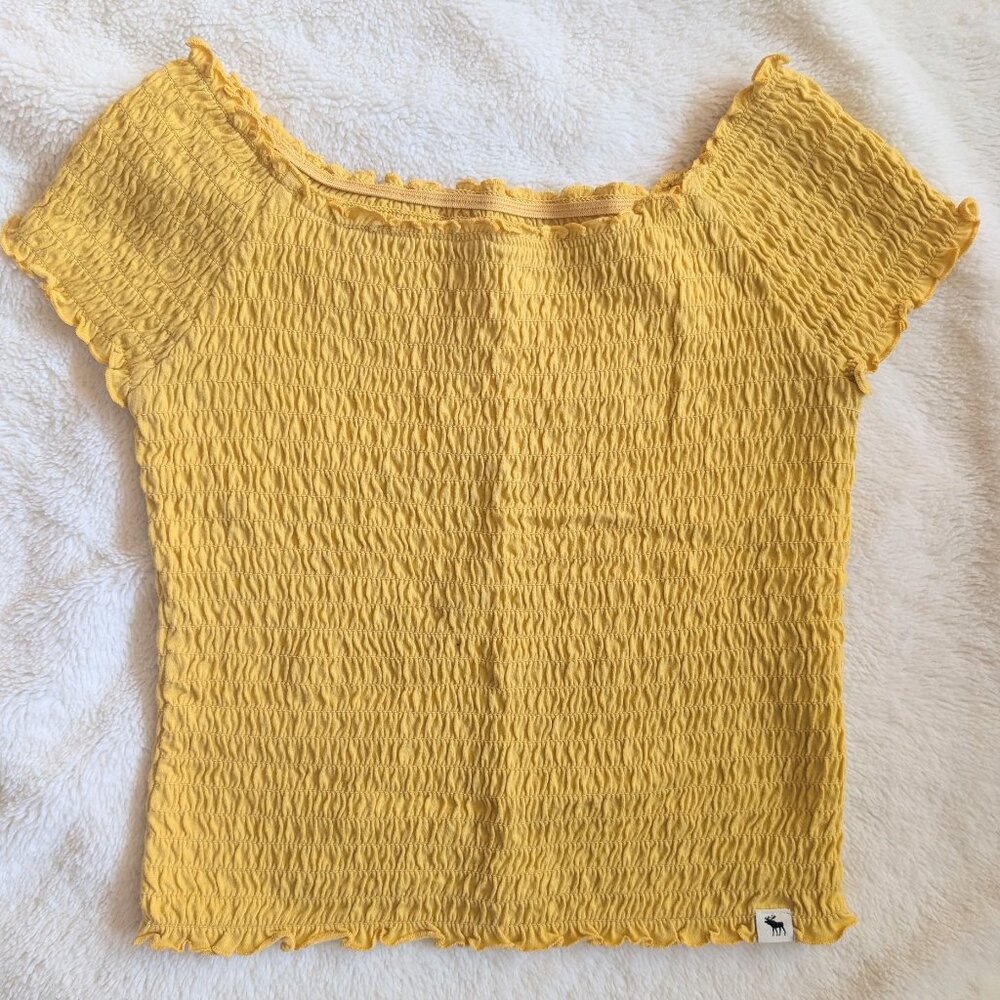 Abercrombie Kids Yellow Smocked Short Sleeve Top
